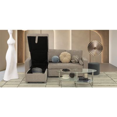 Sala Modular Izquierda Con Baúl Y Cama Alta Maia Beige 