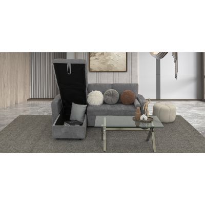 Sala Modular Izquierda Con Baúl Y Cama Alta Maia Gris