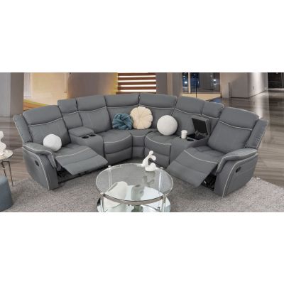 Sala Modular Reclinable Damasco Gris/Beige
