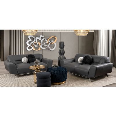 Sala Piel Ameno CL Gris (Boal) 2 Piezas