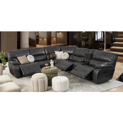Sala Modular Con Reclinable Eléctrico Y Consola Rauda Gris