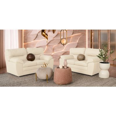 Sala Piel Pisa Blanco Hueso 2 Piezas