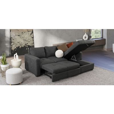 Sala Modular Derecha Con Baúl Y Cama Alta Olivia Gris 