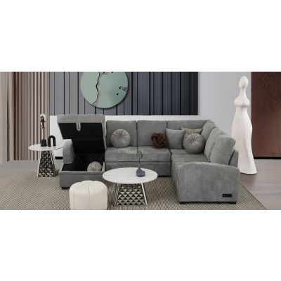 Sala Modular Con Baúl Y Cama Oculta Kubo Gris