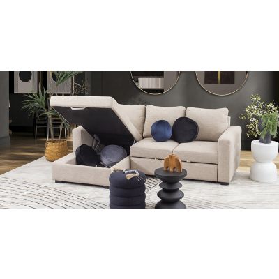 Sala Modular Izquierda con Baúl y Cama Alta Olivia II Beige 