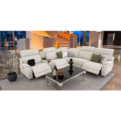 Sala Modular Con Reclinables Eléctricos Y Consola Sante Fe Gris 