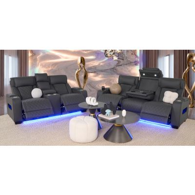 Sala Con Reclinables Eléctricos Jetour Gris Oxford