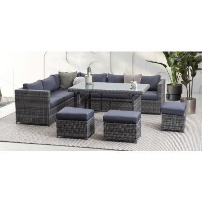 Set De Jardín Rectangular Jocabed Gris 7 Piezas