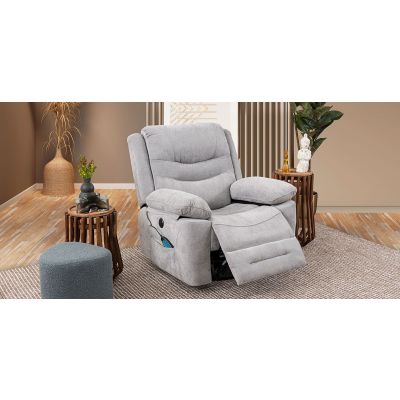 Sillón Reclinable Eléctrico Con Sistema de Masaje y Mecedora Perth Gris Claro