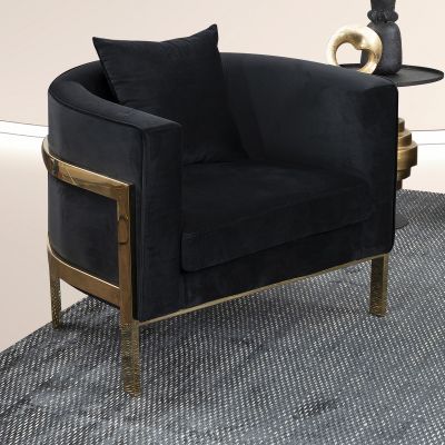 Sillón Ocasional Terciopelo Royal Gold Moon Negro  