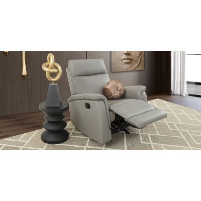 Sillón Piel Con Reclinable Y Mecedora Lumaro Beige