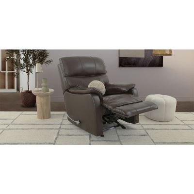 Sillón Piel Con Reclinable Y Mecedora Otimo Café