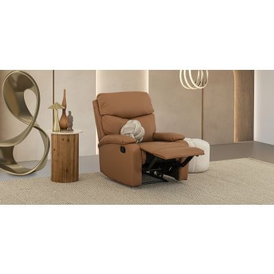 Sillón Piel Con Reclinable Corso Café