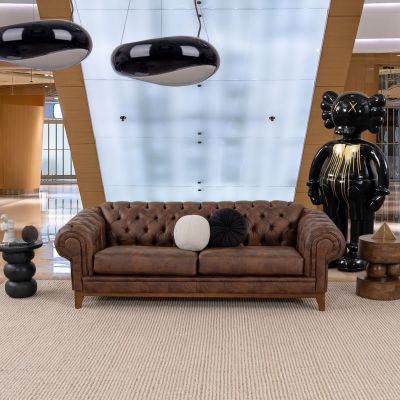 Sofá 3 Plazas Bonded Leather Begonia Café