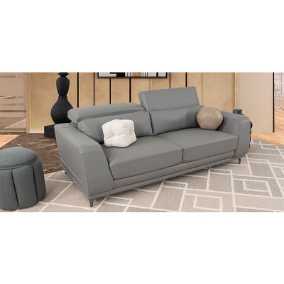 Sofá 3 Plazas Piel Lecce Gris