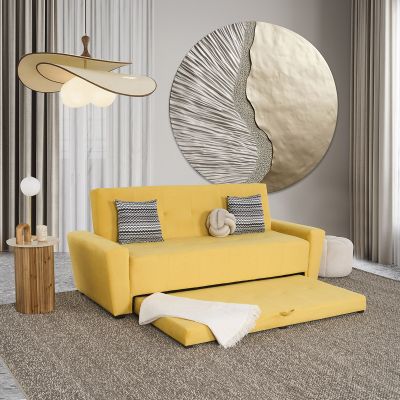Sofá Cama Con Cama Baja Irlanda New Amarillo