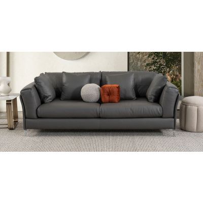 Sofá 3 Plazas Piel Kenai CL Gris (Boal)