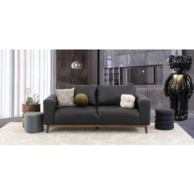 Sofá 3 Plazas Piel Littio Negro