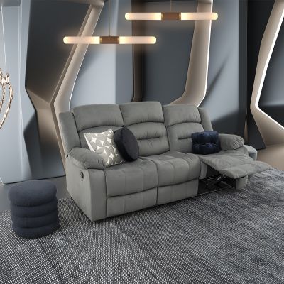 Sofá 3 Plazas Con 2 Reclinables Melbury Gris
