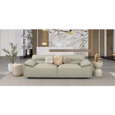 Sofá 3 Plazas Piel Wickens Gris Claro