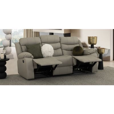 Sofá De 3 Plazas Piel Con Reclinable Caserta Gris