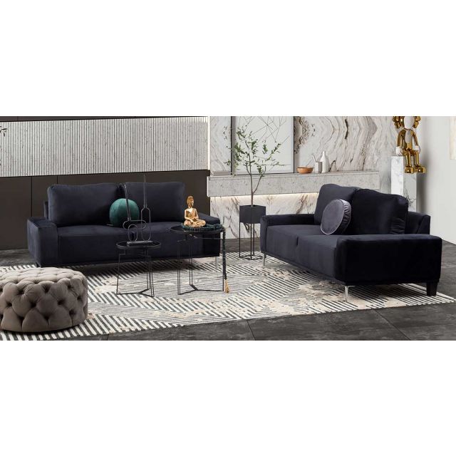 Sala Corcega Negro 2 Piezas