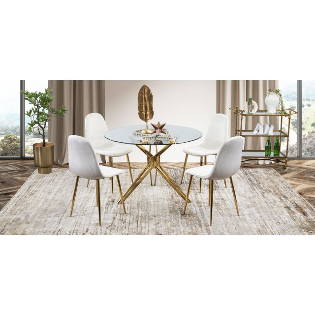 Comedor Redondo Trivor Dorado 5 Piezas