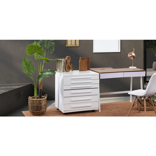 Archivero 6 Cajones Con llantas Zoe Life Blanco
