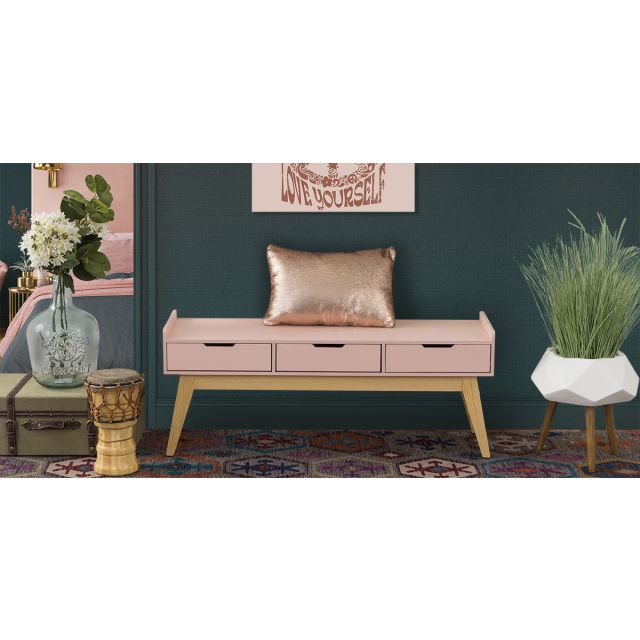 Banca 3 Cajones Atlas Dk Rosa