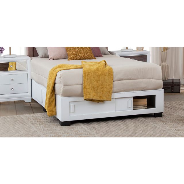 Base De Cama Cajonera Matrimonial Koren Blanco