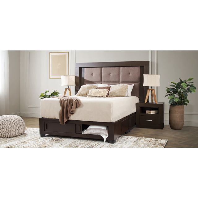 Base De Cama Cajonera Queen Size Koren Café Moka