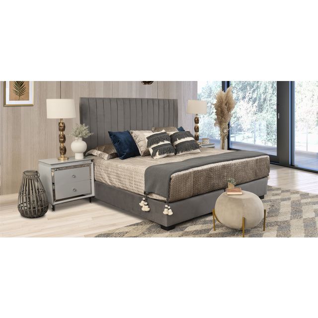 Cabecera King Size Terciopelo Megan Gris