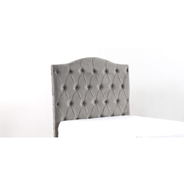 Cabecera Matrimonial Terciopelo Zhola Gris