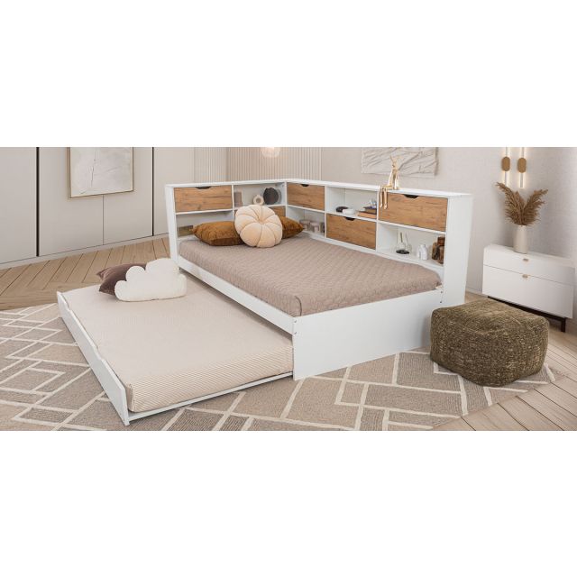 Cama Individual Con Cama Baja Individual Tian Blanco