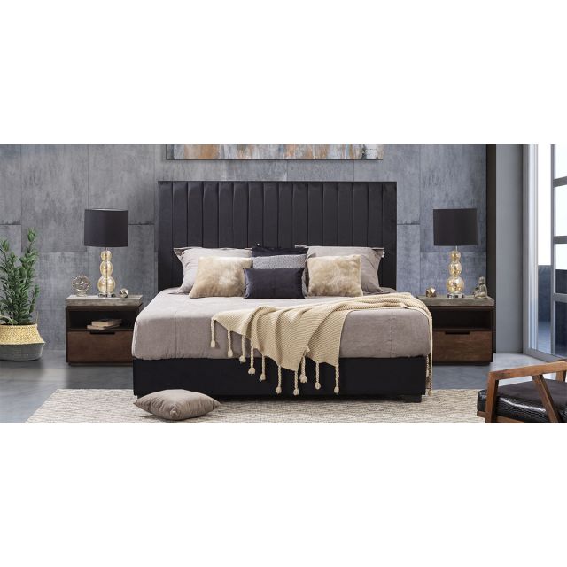 Cabecera King Size Terciopelo Megan Negro