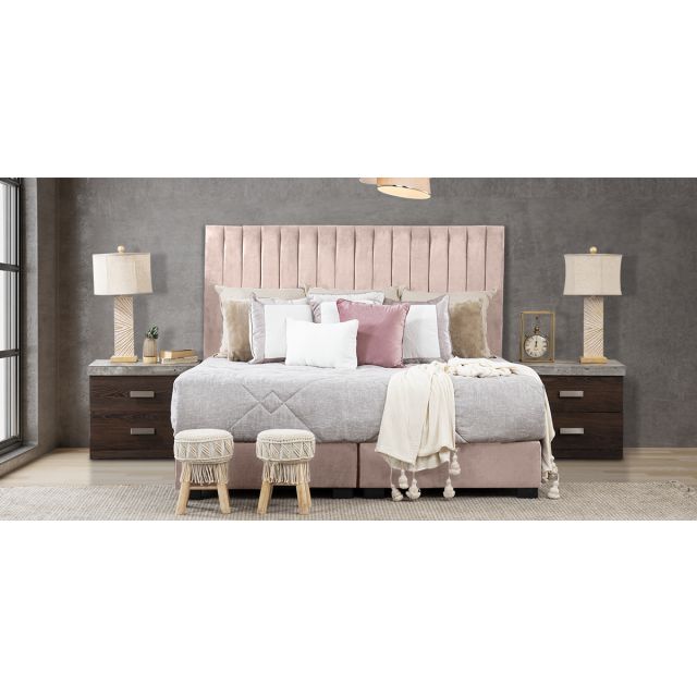 Cabecera King Size Terciopelo Megan Rosa