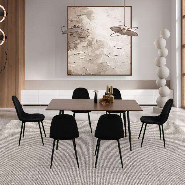 Comedor Con Extensión Camargo Negro 7 Piezas