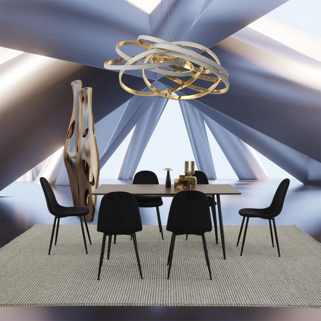 Comedor Con Extensión Camargo Negro 7 Piezas