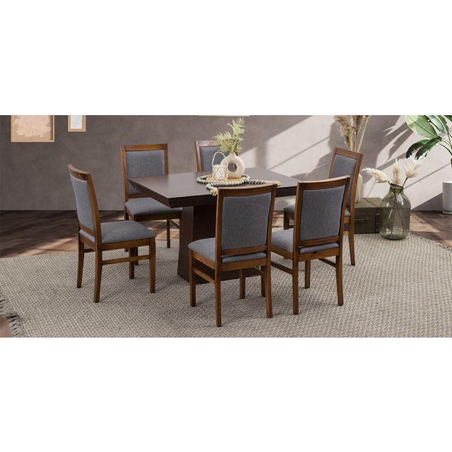 Comedor De 120 CM Montreal Gris 7 Piezas