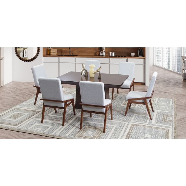 Comedor 160 Cm Montreal Con Sillas Praga Mix Gris 7 Piezas
