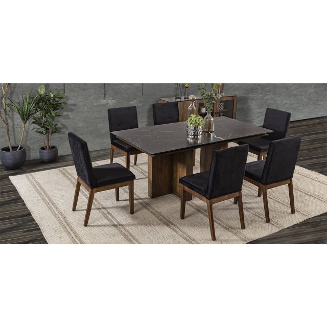 Comedor Birmania Negro 7 pzs