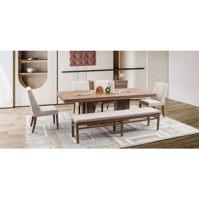 Comedor 240x120 Cm Anka Con Silla y Banca Beige 6 Piezas