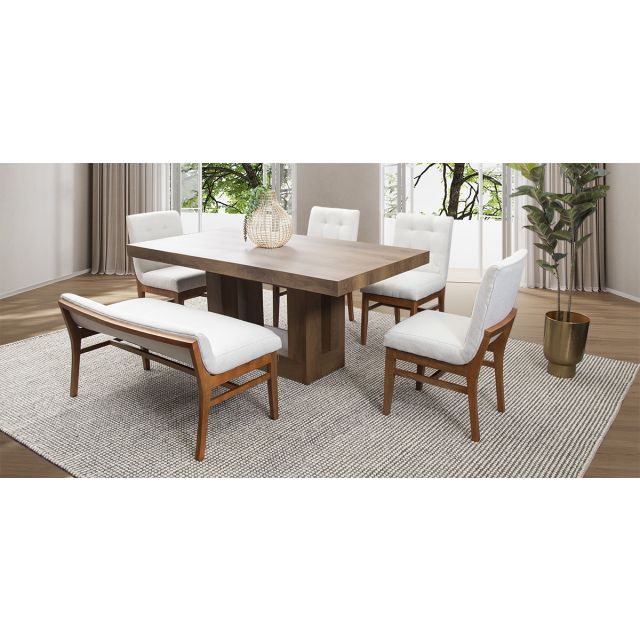 Comedor Anka Con Sillas Y Banca Invictus Beige 6 Piezas