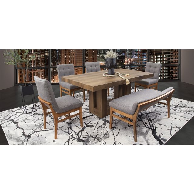 Comedor Anka Con Sillas Y Banca Invictus Gris 6 Piezas