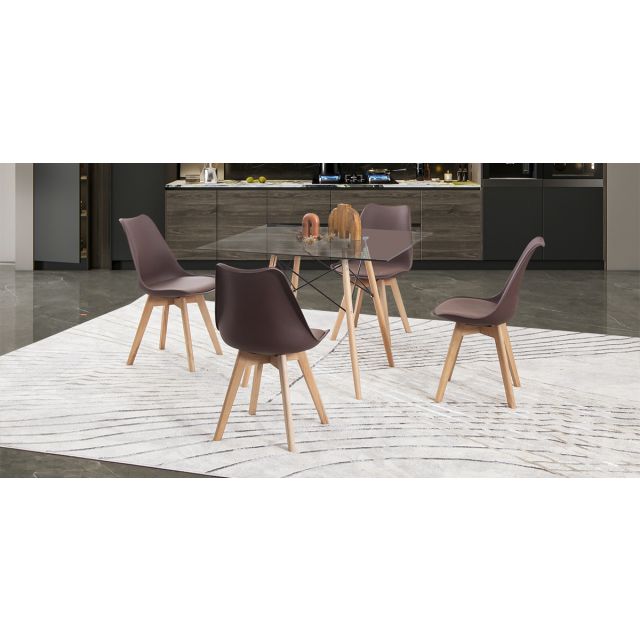 Comedor Cuadrado Atlas PL Con Sillas Arthus Café