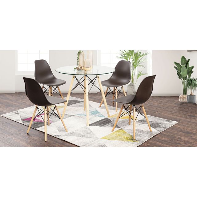 Comedor Redondo Atlas Con Sillas Café 5 Piezas