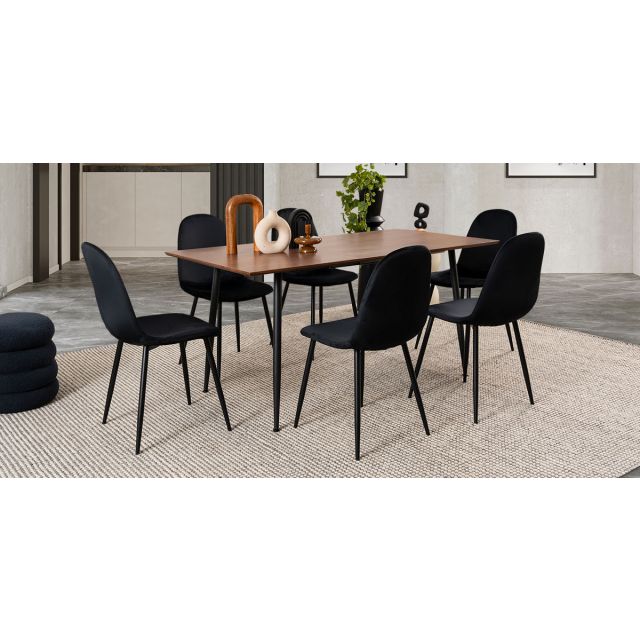 Comedor Con Extensión Camargo Negro 7 Piezas