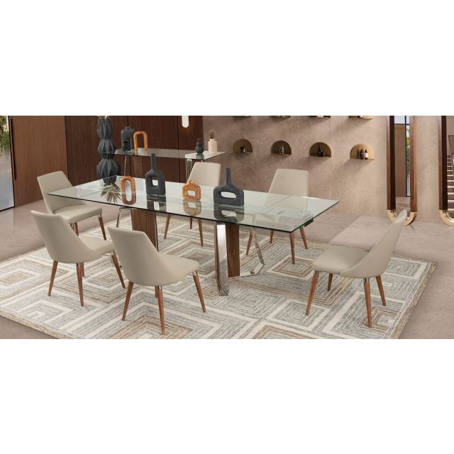 Comedor Con Extensión Boscoli Beige 7 Piezas