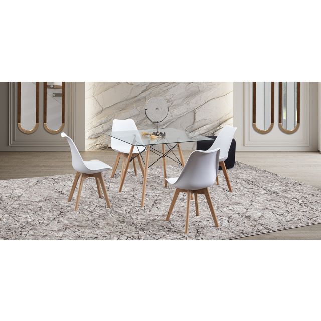 Comedor Cuadrado Atlas PL Con Sillas Arthus Blanco 5 Piezas
