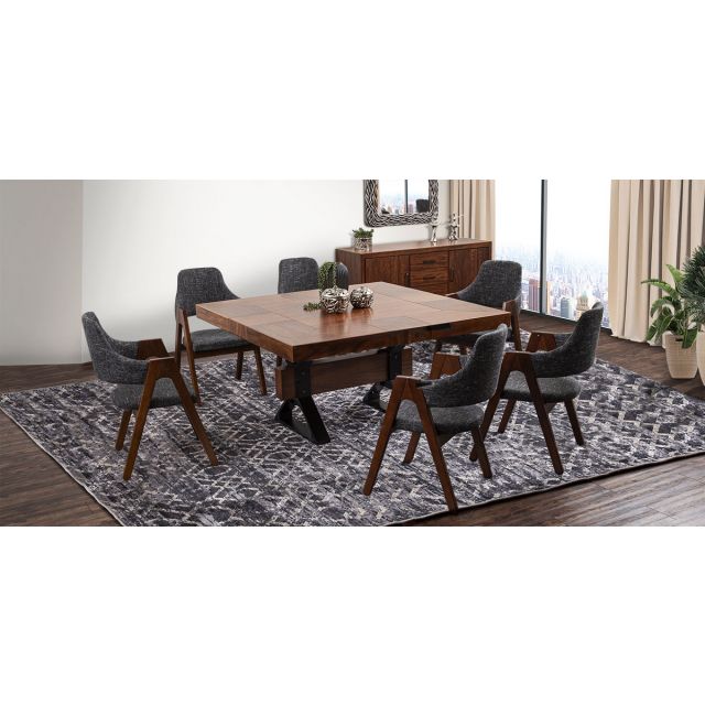 Comedor Cuadrado 150 X 150 Cm Estocolmo Gris 7 Piezas